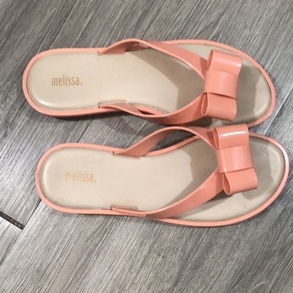 Melissa Mini Bow Peach Flip Flop Style Sandals size 6 - Picture 2 of 10